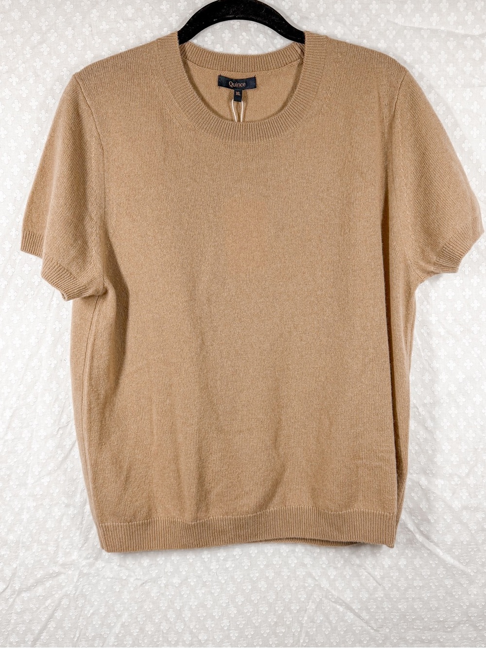 Quince NWT Tan Mongolian Cashmere Short Sleeve Sweater Top - Picture 2 of 7